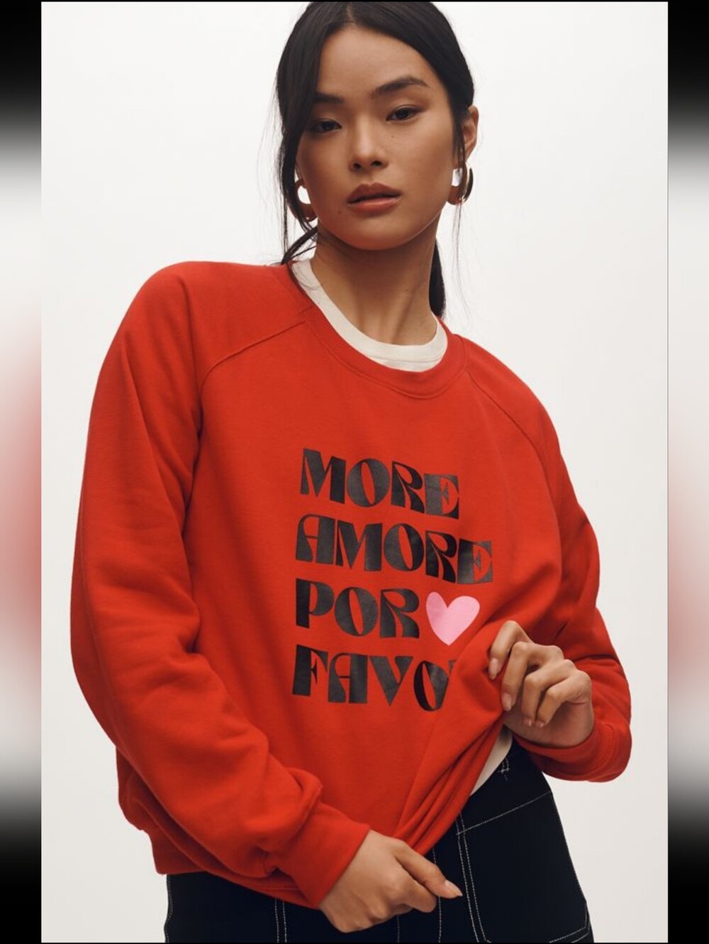 Anthropologie Maeve X Daniela Berkout More Amore Graphic Sweatshirt Sz SMALL NEW
